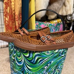 Converse Brown Crochet Mary Jane Sandals